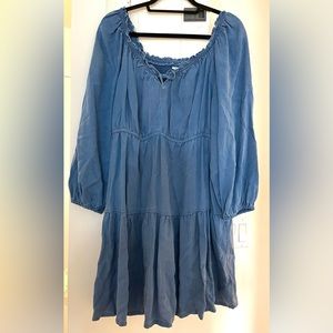 Denim, lightweight tiered Dress with Elastic Back